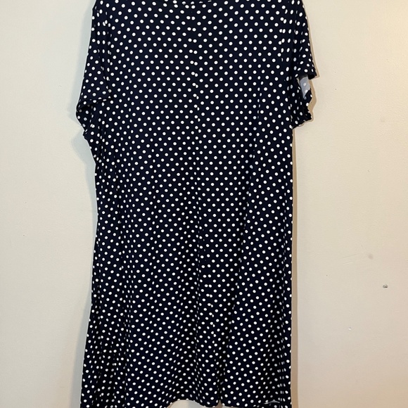 Allison Brittney Women Dress Size 3X Blue Round Neck White Polka Dot Stretch - Picture 5 of 6